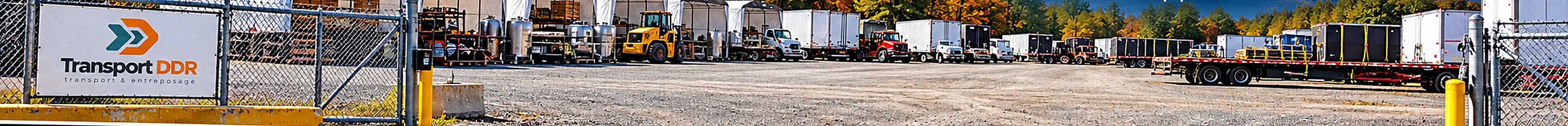Camions et remorques stationnés dans la cour